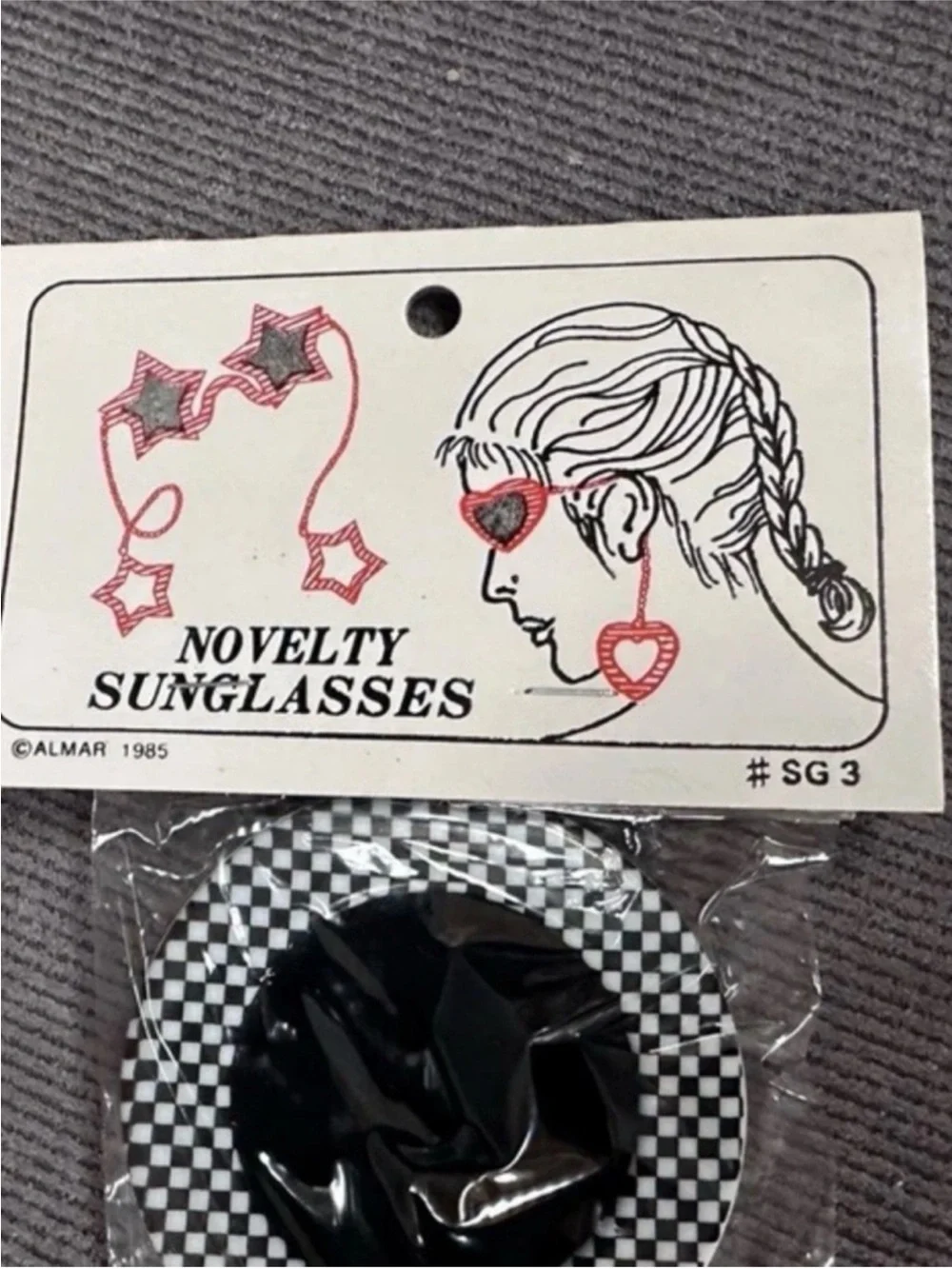Vintage Round Sunglasses Dangle Earrings Chain  ‘80s Novelty Women’s